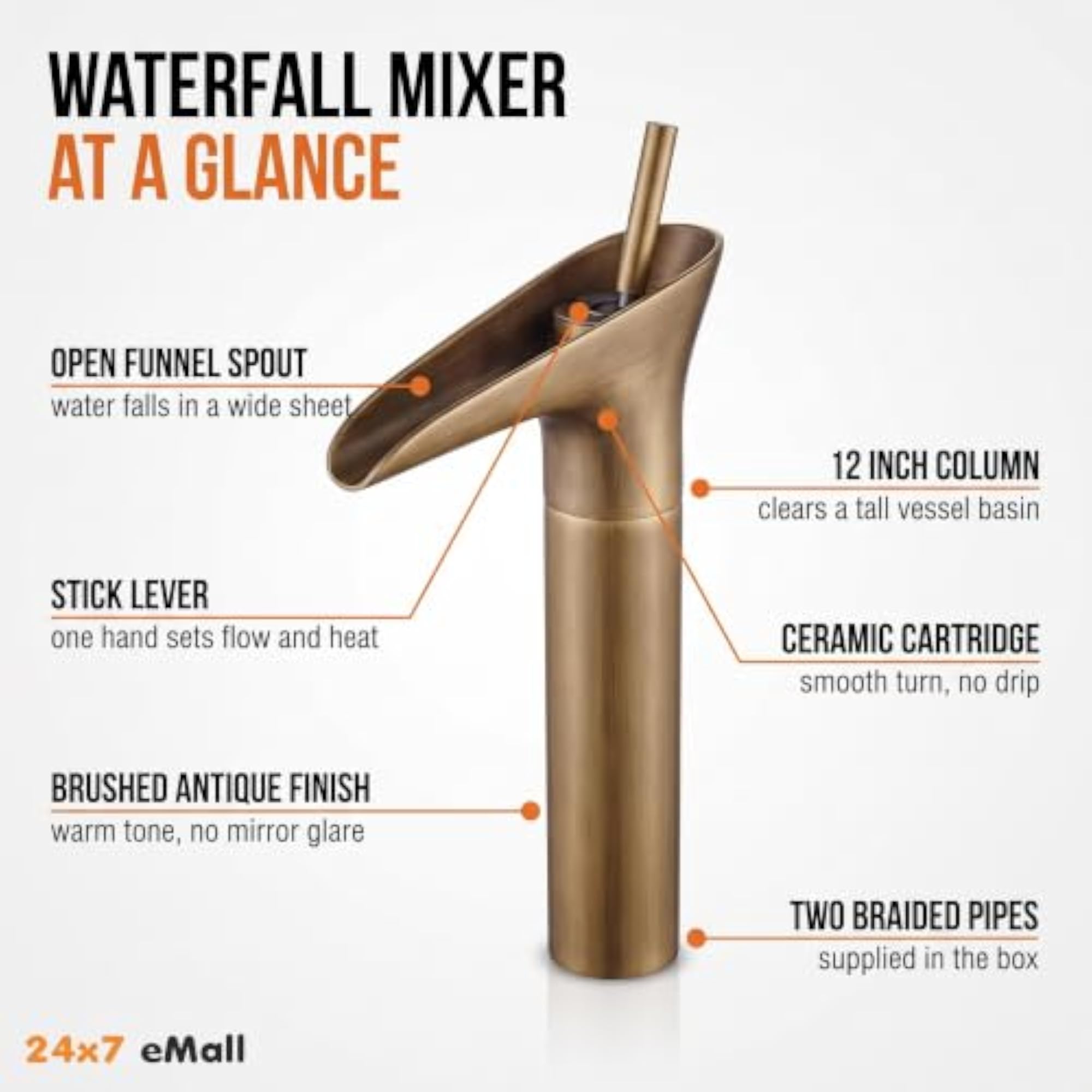 Copper Antique Brown Basin Mixer Faucet Tap